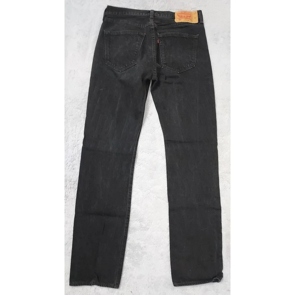 Levis 501 Jeans Mens 32x34 Original Fit Button Fly Black Denim Straight Leg EUC